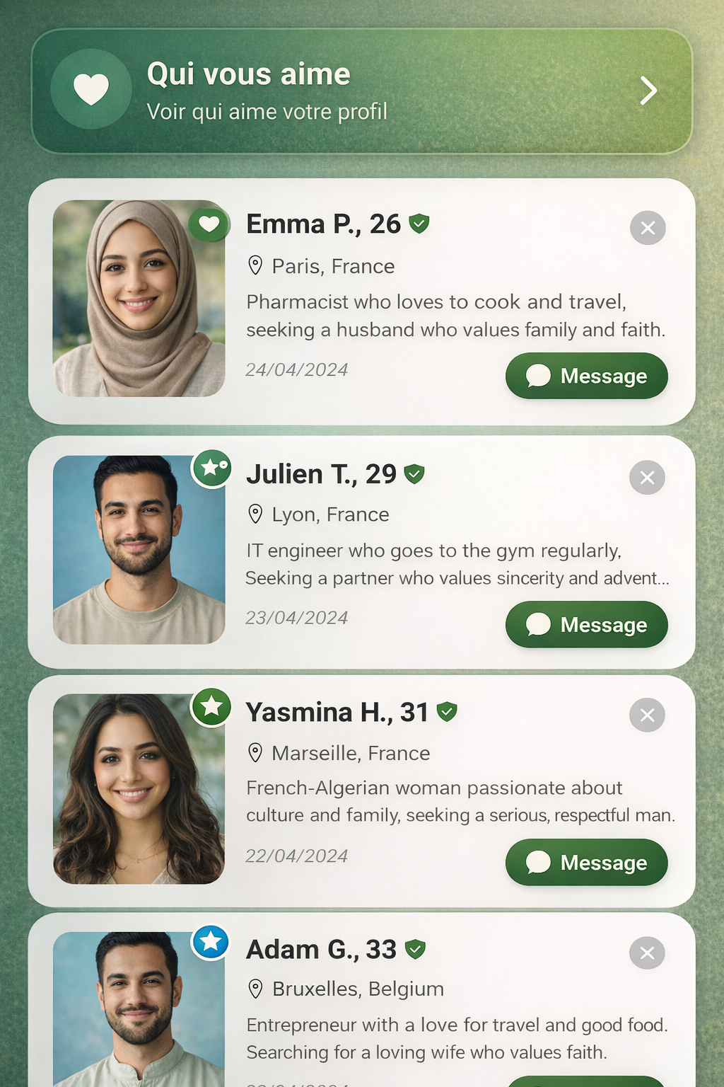 ZemZem - Écran des matchs